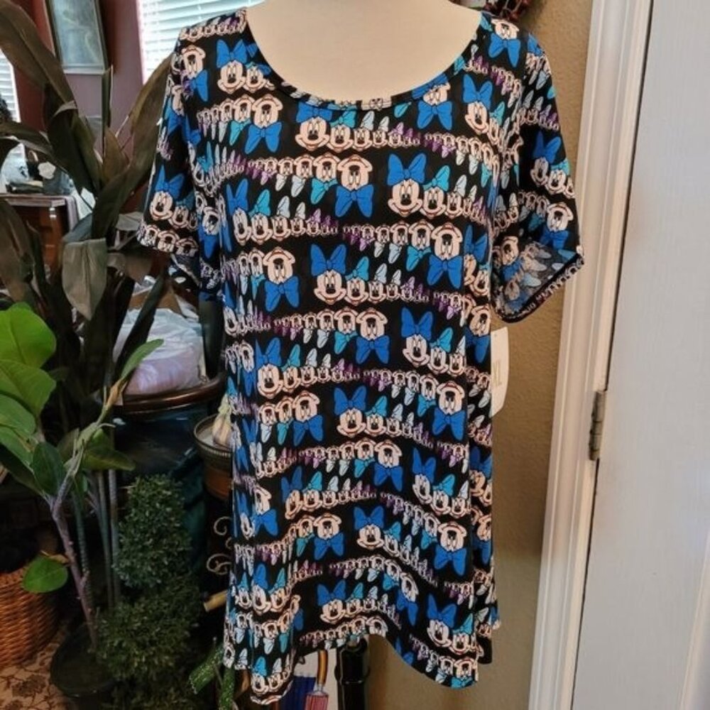New Irma Minnie Mouse Top Popover Blue Black Disney Disneyland Size XL Classic T